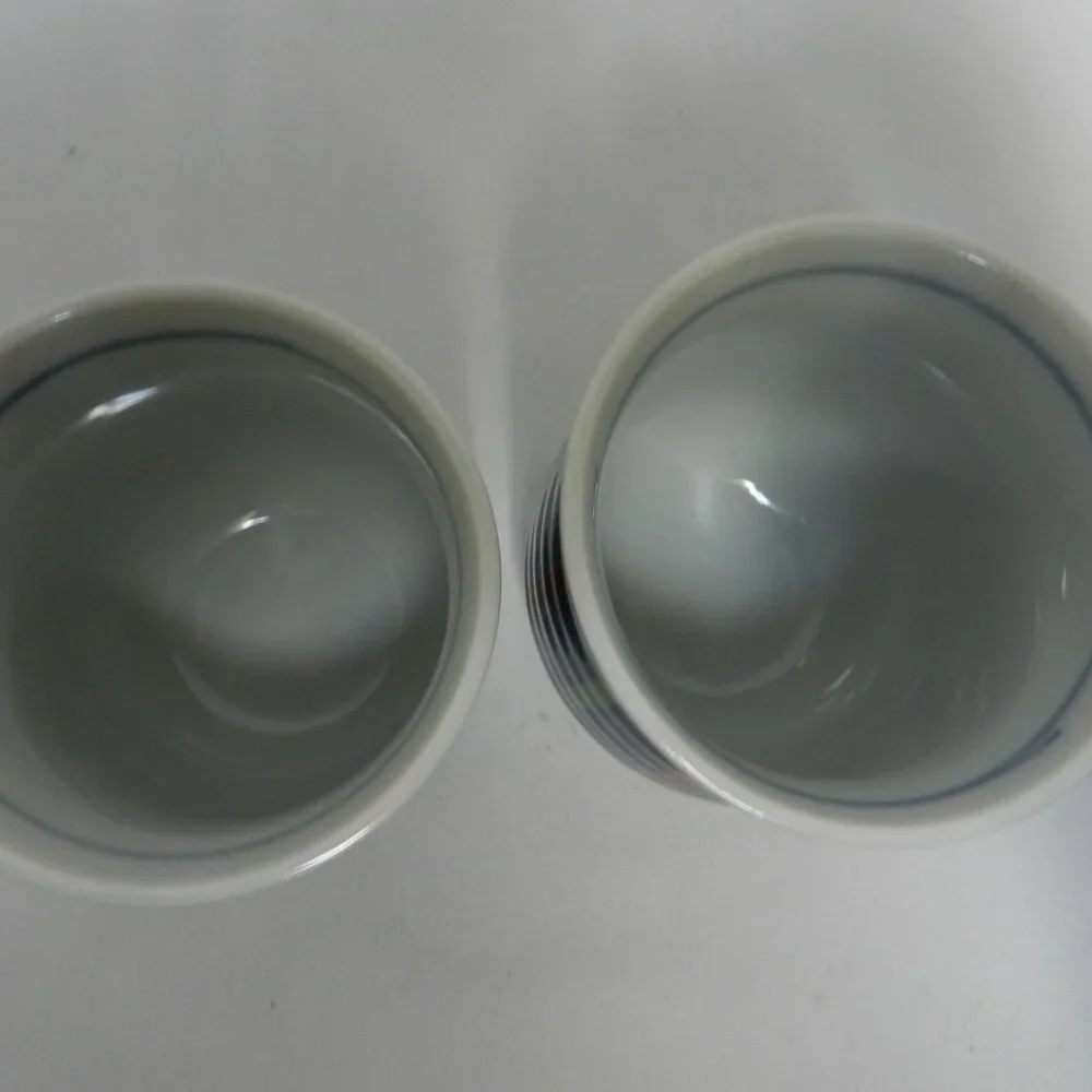 Japanese Kyusu Teapot w/ 2 Cups ceramic Japan striped blue green red white NEW